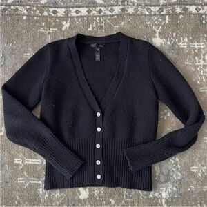 Aqua by Bloomingdale’s Black Cropped  Button-Up Women's Cardigan Size M